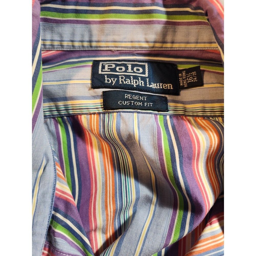 Polo Ralph Lauren Regent Shirt Men's Large Cotton Stripes 16.5 34/35 962 - Picture 2 of 8